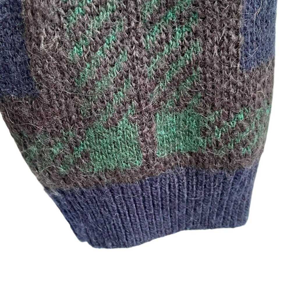 Madewell Mohair Alpaca Wool Blend Tartan Plaid Sweater Green Navy Small - Picture 6 of 12